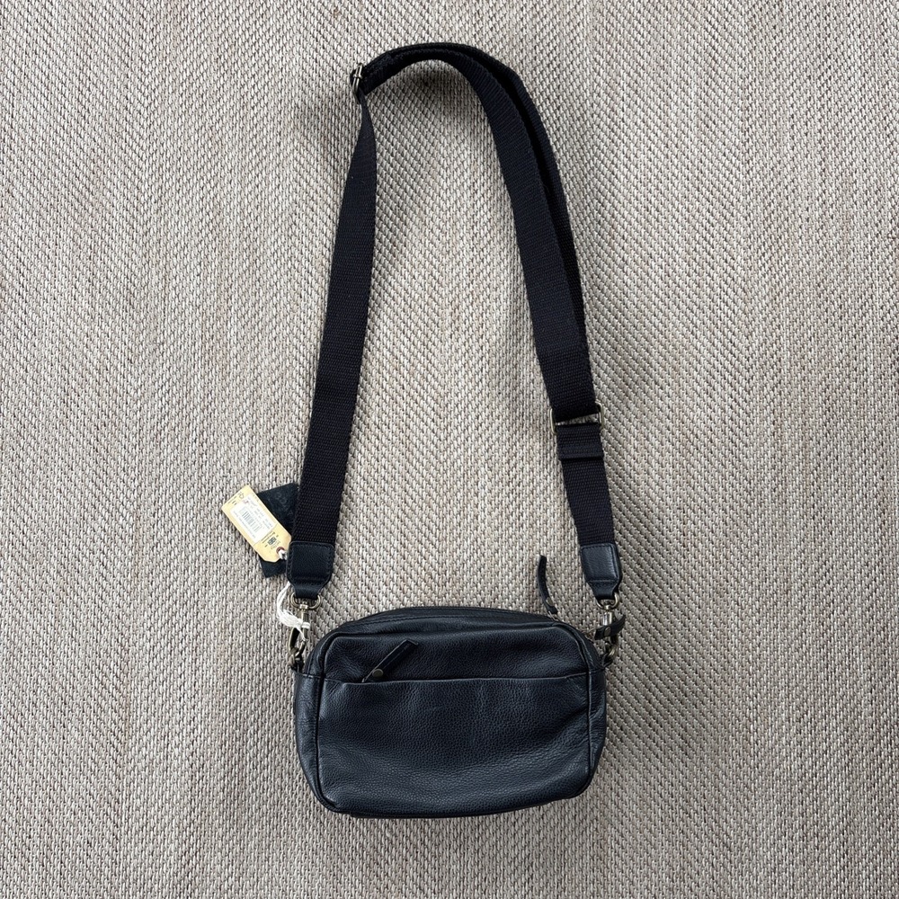 Fat Face Womens Black Genuine Leather Crossbody Bag Purse Classic - Picture 3 of 14